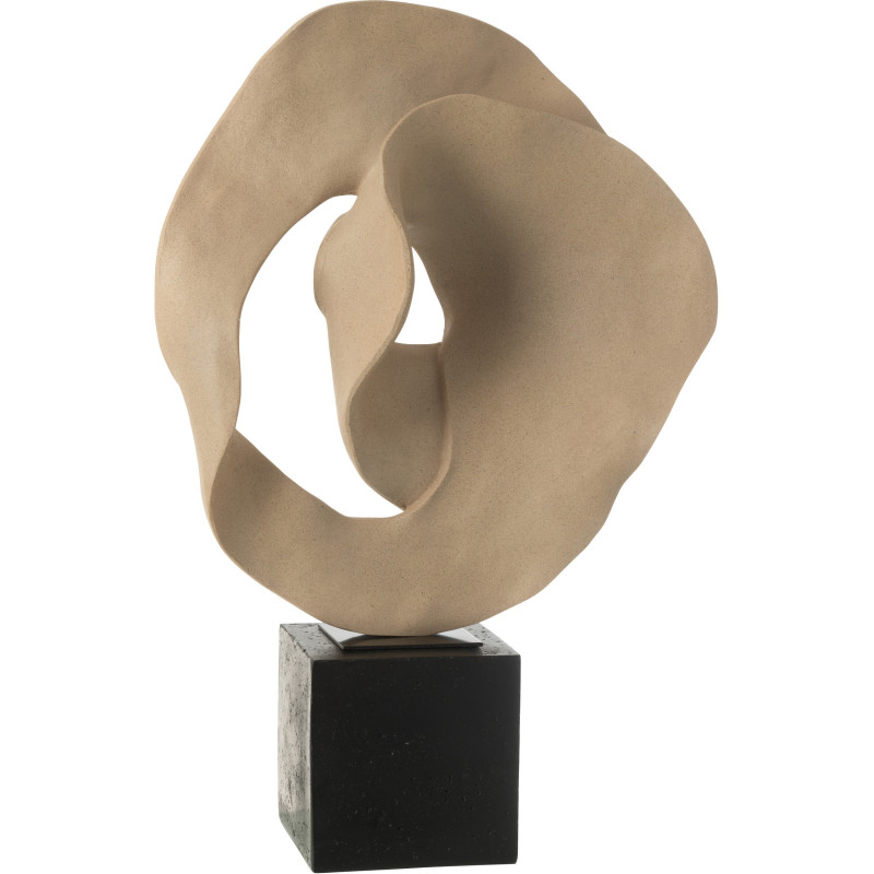 Grande Sculpture déco sur pied abstraite Hauteur 60 cm en Résine Beige Noir Zala - 1