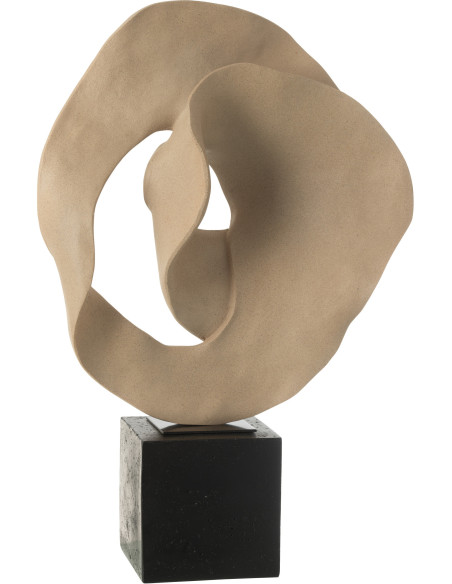Grande Sculpture déco sur pied abstraite Hauteur 60 cm en Résine Beige Noir Zala - 1