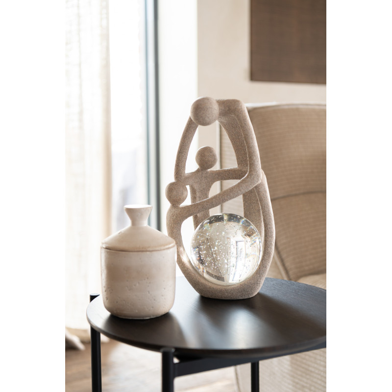 Grande Sculpture déco sur pied abstraite Hauteur 60 cm en Résine Beige Noir Zala - 2