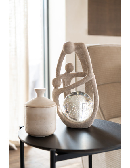 Grande Sculpture déco sur pied abstraite Hauteur 60 cm en Résine Beige Noir Zala - 2