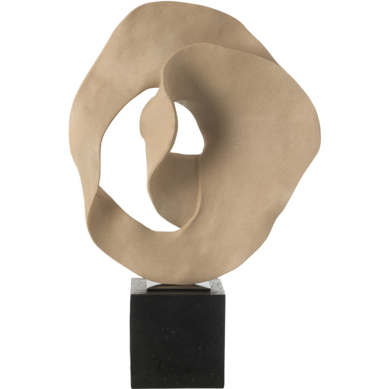 Grande Sculpture déco sur pied abstraite Hauteur 60 cm en Résine Beige Noir Zala - 3