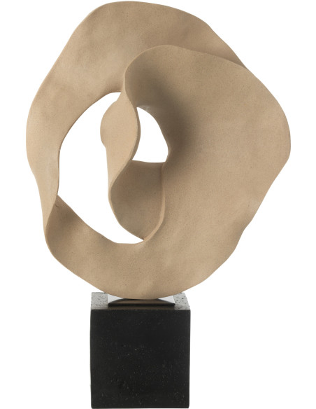 Grande Sculpture déco sur pied abstraite Hauteur 60 cm en Résine Beige Noir Zala - 3