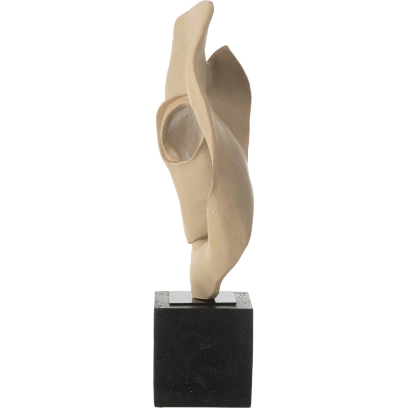 Grande Sculpture déco sur pied abstraite Hauteur 60 cm en Résine Beige Noir Zala - 4