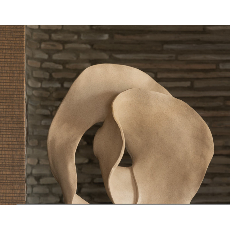 Grande Sculpture déco sur pied abstraite Hauteur 60 cm en Résine Beige Noir Zala - 6