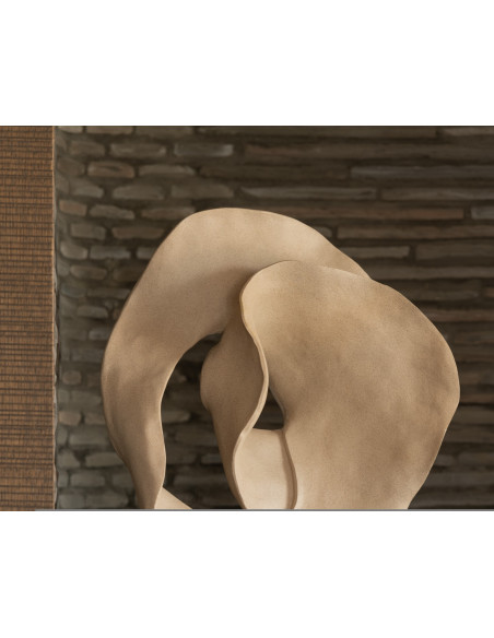 Grande Sculpture déco sur pied abstraite Hauteur 60 cm en Résine Beige Noir Zala - 6