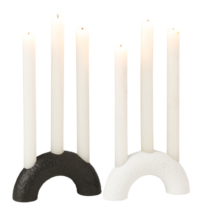 Chandelier moderne 3 bougies Arc en Ciment Noir Blanc Rolo (Lot de 2) - 2