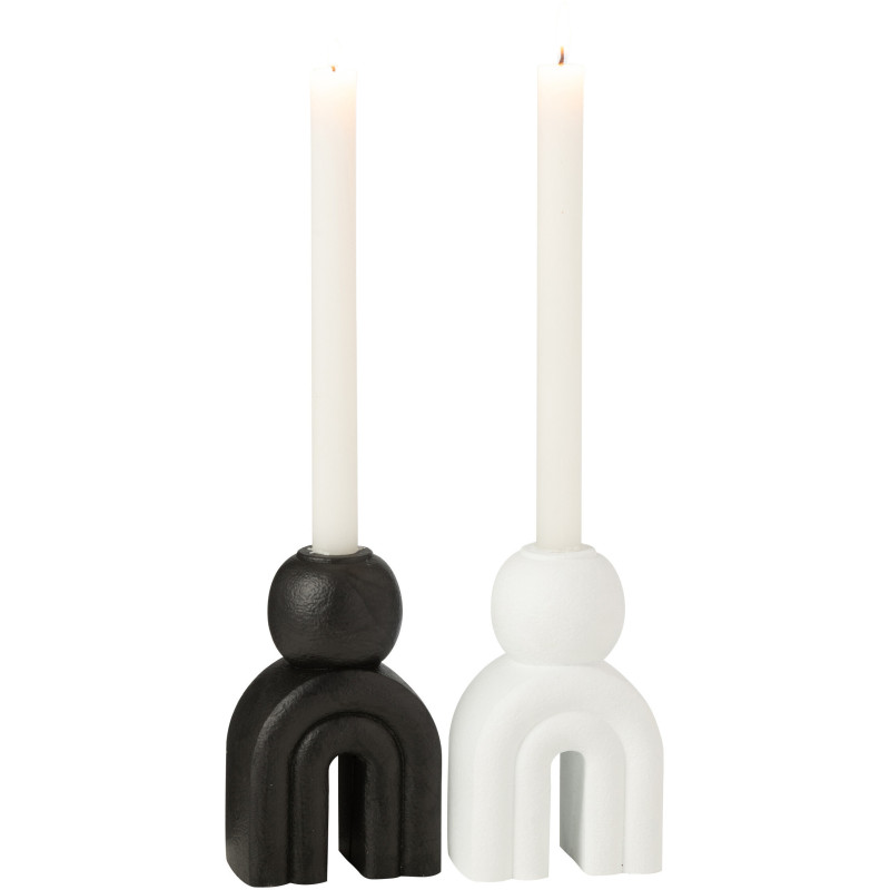 Bougeoir moderne Arc en Ciment Noir Blanc Rolo (Lot de 2) - 2