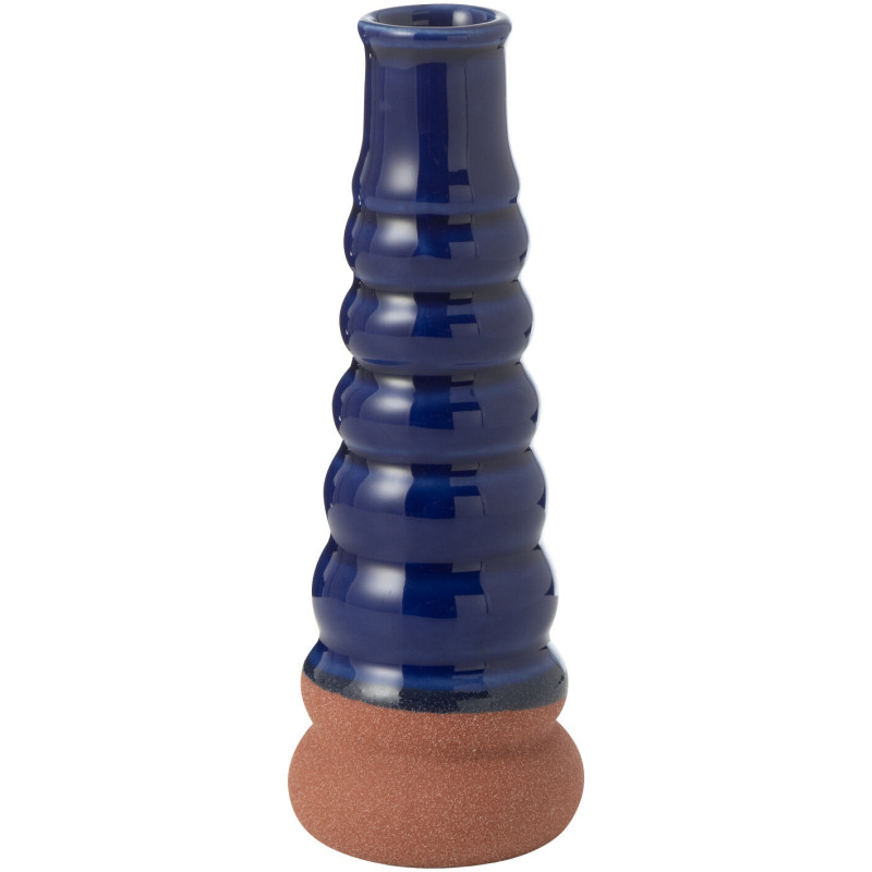 Vase moderne Bouées Hauteur 17 cm en Porcelaine Bleu Terracotta Léo - 1