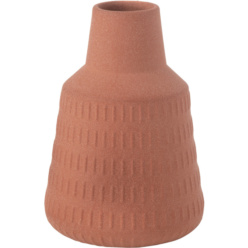 Vase moderne Bouteille Hauteur 23 cm en Porcelaine Terracotta Motif sculpté Ria - 1