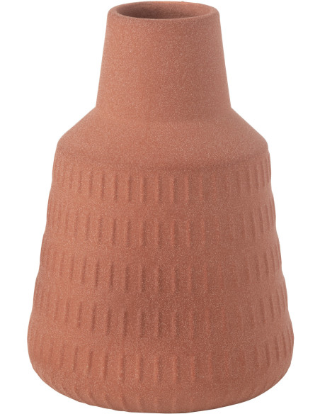 Vase moderne Bouteille Hauteur 23 cm en Porcelaine Terracotta Motif sculpté Ria - 1