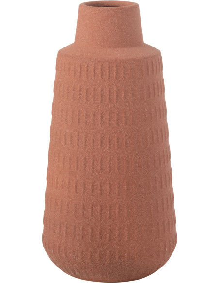 Grand Vase moderne Bouteille Hauteur 31 cm en Porcelaine Terracotta Motif sculpté Ria - 1