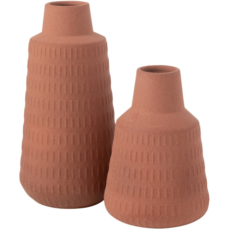 Grand Vase moderne Bouteille Hauteur 31 cm en Porcelaine Terracotta Motif sculpté Ria - 2