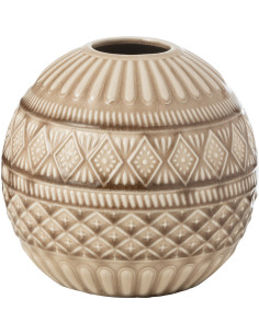 Vase ethnique Boule Diamètre 19 cm en Porcelaine Beige Dira - 1