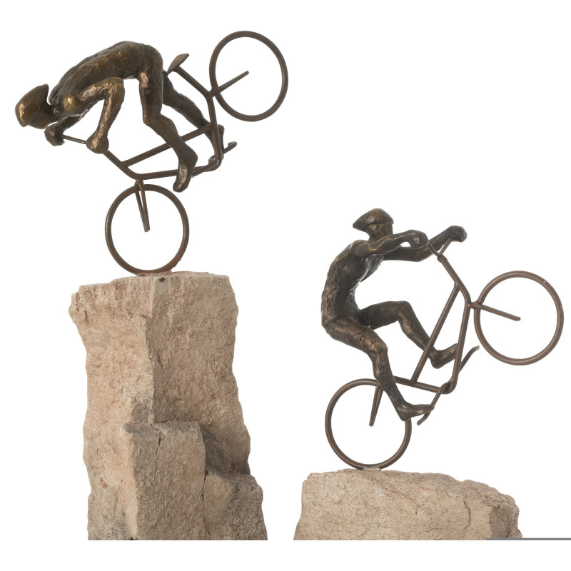 Sculptures déco moderne Cyclistes en Résine Beige Noir Ramu (Lot de 2) - 3