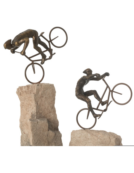 Sculptures déco moderne Cyclistes en Résine Beige Noir Ramu (Lot de 2) - 3
