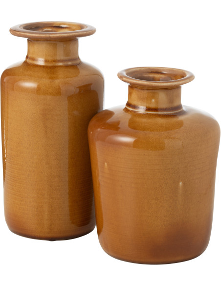 Vase moderne Bouteille Hauteur 24 cm en Porcelaine Orange moutarde Nova - 2