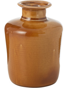 Petit Vase moderne Bouteille Hauteur 20 cm en Porcelaine Orange moutarde Nova - 1