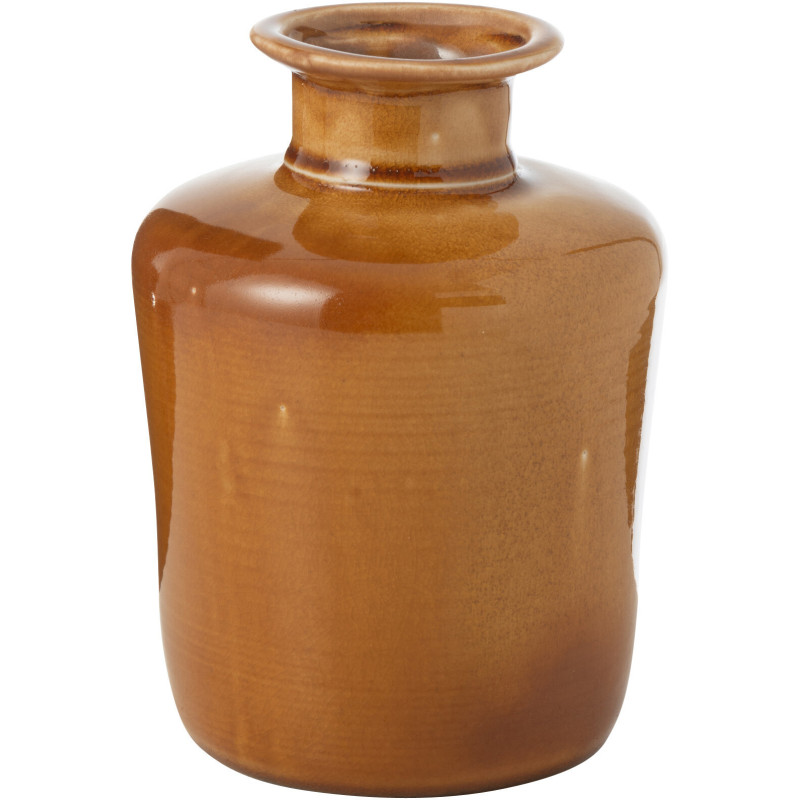 Petit Vase moderne Bouteille Hauteur 20 cm en Porcelaine Orange moutarde Nova - 1