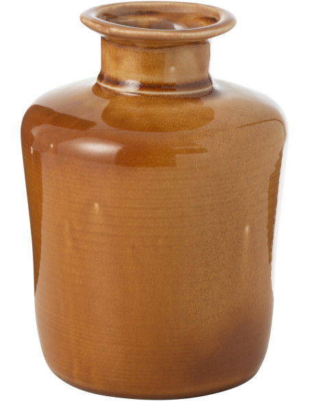 Petit Vase moderne Bouteille Hauteur 20 cm en Porcelaine Orange moutarde Nova - 1