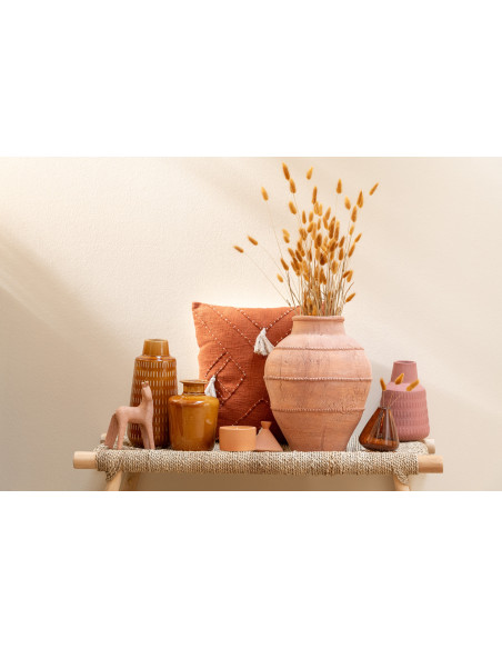 Petit Vase moderne Bouteille Hauteur 20 cm en Porcelaine Orange moutarde Nova - 2