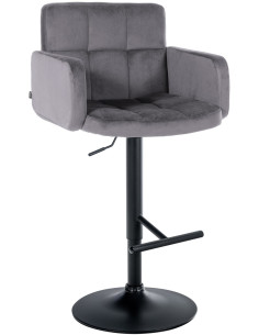 Tabouret de bar moderne chic en Velours Gris foncé Métal Noir Roman - 1