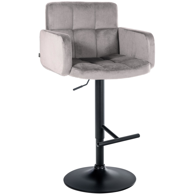 Tabouret de bar moderne chic en Velours Gris Métal Noir Roman - 1