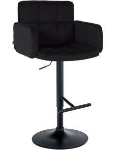 Tabouret de bar moderne chic en Velours Noir Métal Noir Roman - 1