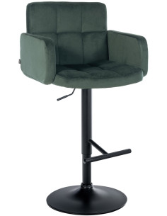 Tabouret de bar moderne chic en Velours Vert foncé Métal Noir Roman - 1