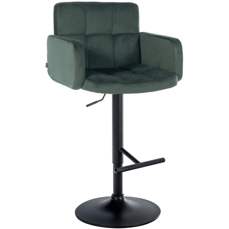 Tabouret de bar moderne chic en Velours Vert foncé Métal Noir Roman - 1