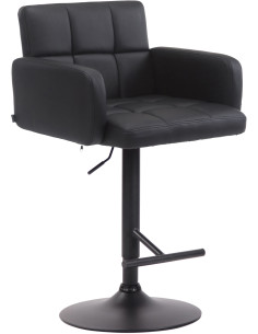 Tabouret de bar moderne chic en Polyuréthane Noir Métal Noir Roman - 1