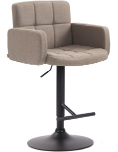 Tabouret de bar moderne chic en Tissu Taupe Métal Noir Roman - 1