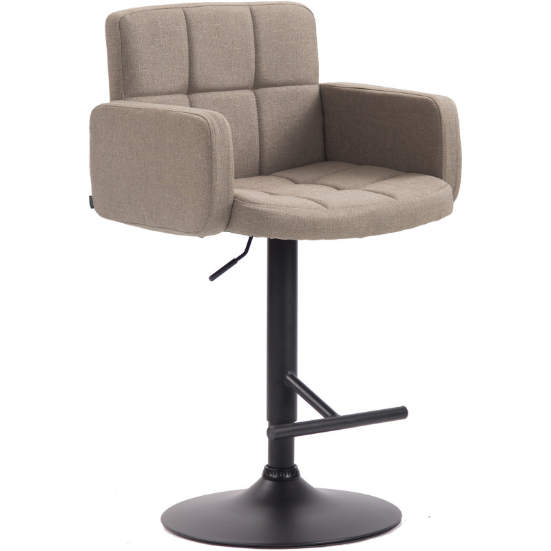 Tabouret de bar moderne chic en Tissu Taupe Métal Noir Roman - 1