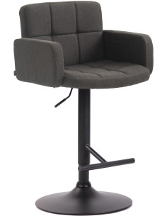 Tabouret de bar moderne chic en Tissu Gris foncé Métal Noir Roman - 1
