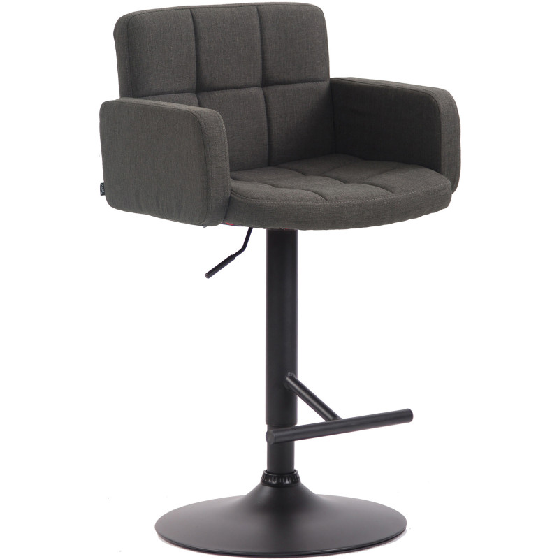 Tabouret de bar moderne chic en Tissu Gris foncé Métal Noir Roman - 1