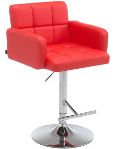 Tabouret de bar moderne chic en Polyuréthane Rouge Métal Argenté Roman - 1