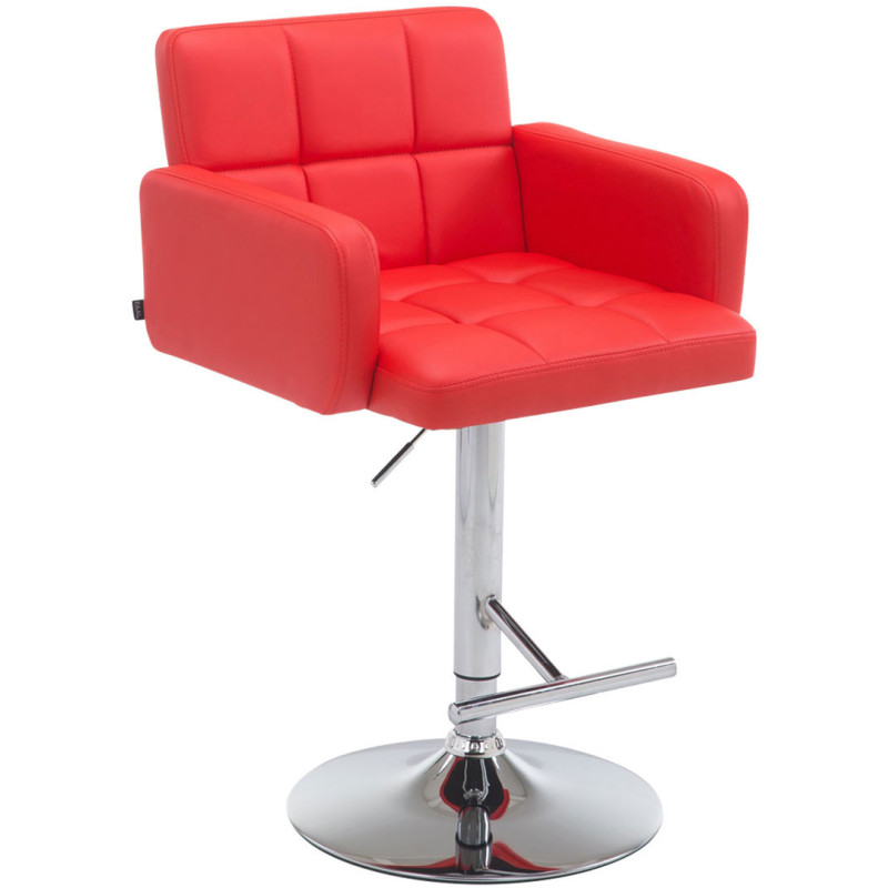 Tabouret de bar moderne chic en Polyuréthane Rouge Métal Argenté Roman - 1