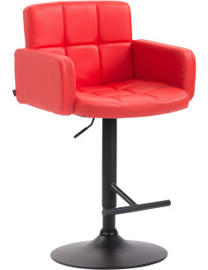 Tabouret de bar moderne chic en Polyuréthane Rouge Métal Noir Roman - 1