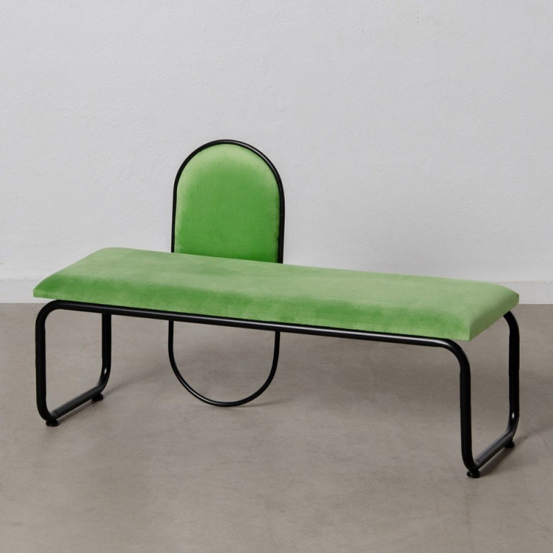 Banc 2 places en Velours Vert Métal Noir Neil - 10