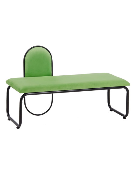 Banc 2 places en Velours Vert Métal Noir Neil - 1