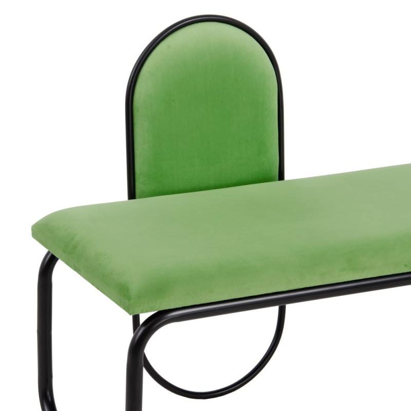 Banc 2 places en Velours Vert Métal Noir Neil - 3