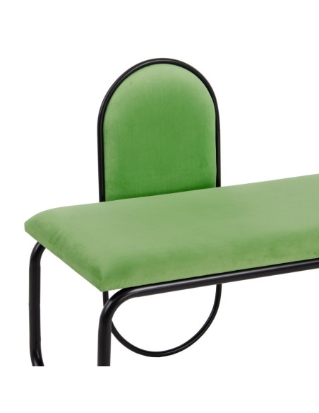 Banc 2 places en Velours Vert Métal Noir Neil - 3