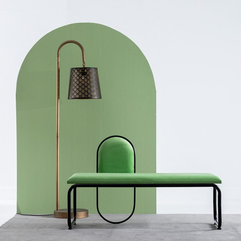 Banc 2 places en Velours Vert Métal Noir Neil - 2