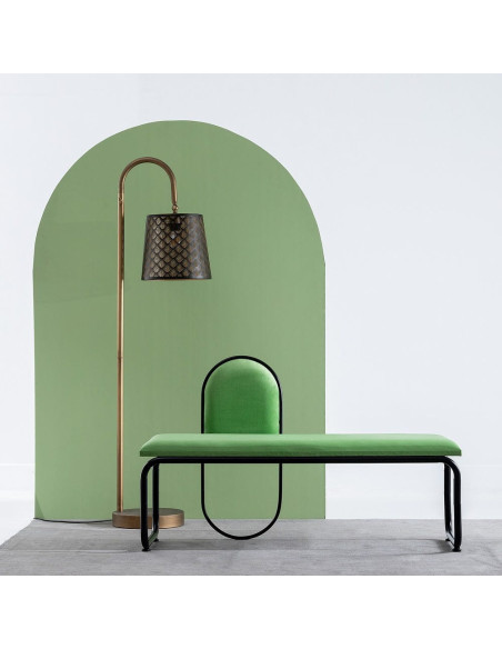 Banc 2 places en Velours Vert Métal Noir Neil - 2