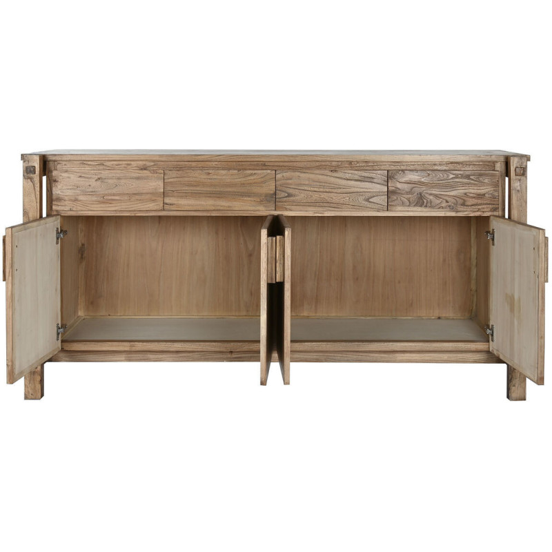 Grand Buffet moderne Bas 4 portes 4 tiroirs en Bois d'orme recyclé Naturel Luanco - 2