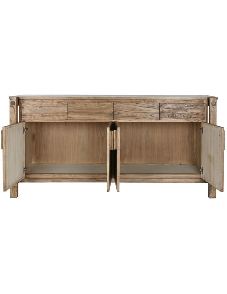 Grand Buffet moderne Bas 4 portes 4 tiroirs en Bois d'orme recyclé Naturel Luanco - 2