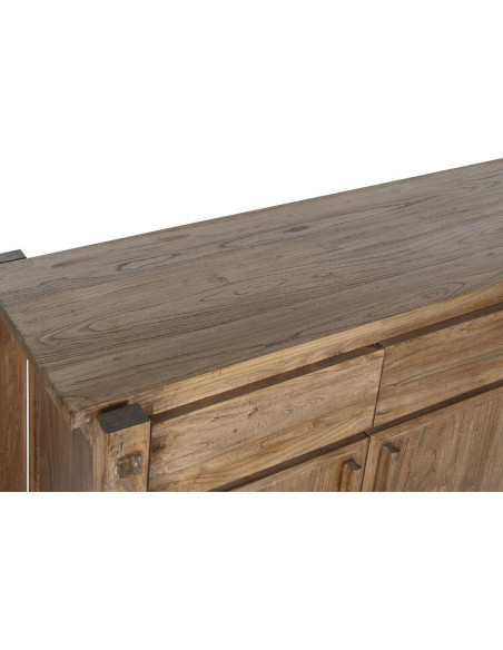 Grand Buffet moderne Bas 4 portes 4 tiroirs en Bois d'orme recyclé Naturel Luanco - 5