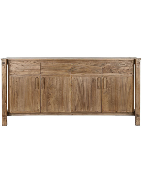 Grand Buffet moderne Bas 4 portes 4 tiroirs en Bois d'orme recyclé Naturel Luanco - 6