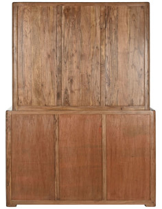 Grand Buffet Vitrine moderne Haut 4 portes 4 tiroirs 4 étagères en Bois d'acacia Marron Verre Transparent Vilafames - 2