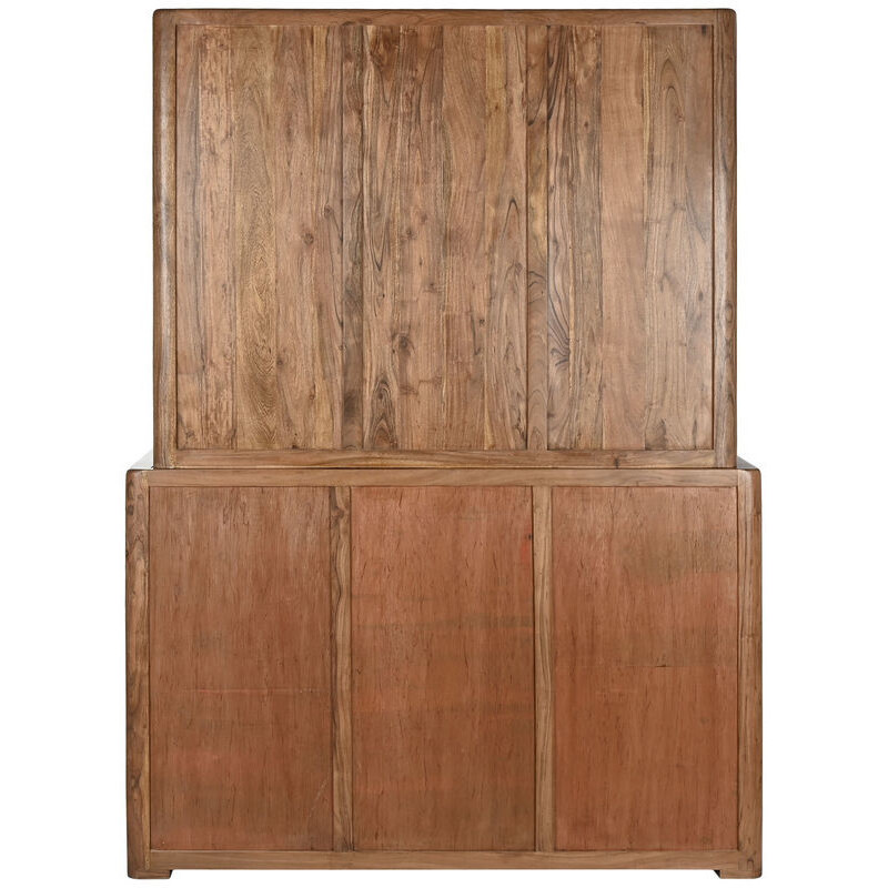 Grand Buffet Vitrine moderne Haut 4 portes 4 tiroirs 4 étagères en Bois d'acacia Marron Verre Transparent Vilafames - 2
