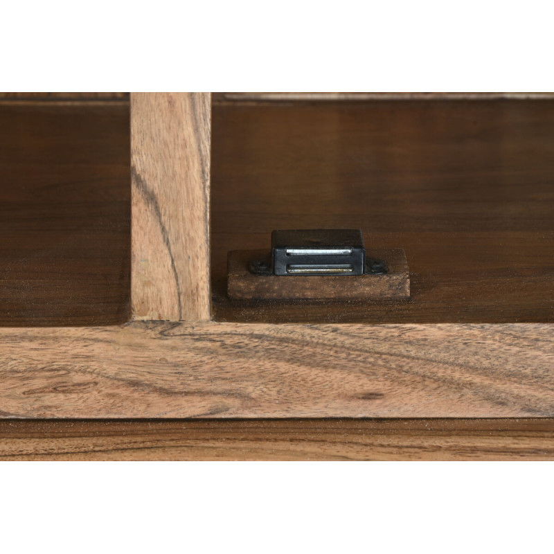 Grand Buffet Vitrine moderne Haut 4 portes 4 tiroirs 4 étagères en Bois d'acacia Marron Verre Transparent Vilafames - 6